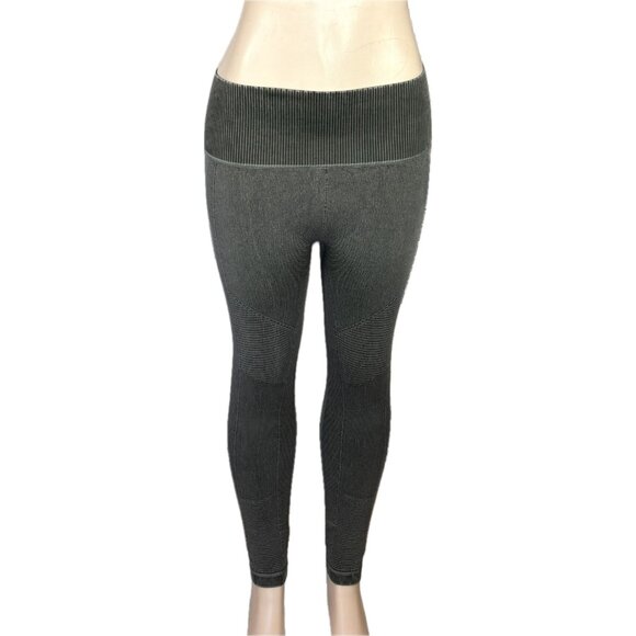 Yummie L/XL Sage Washed Look Ribbed Wide Waistband Seamless Textured Leggings - Picture 2 of 6